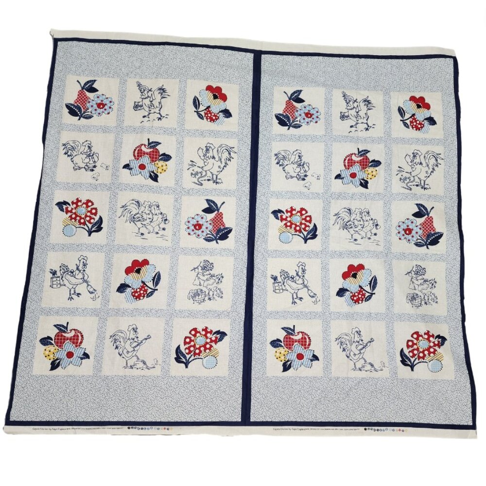Kaye England Kaye's Kitchen Fabric 977 Panel 42"x45" Country Roosters Cotton
